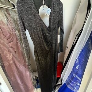Elegant Silver Long Sleeve Dress